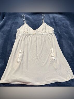 aerie White Satin-Trim Slip